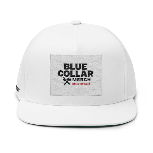 Blue Collar Embroidered Flat Bill Cap